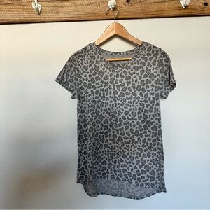 Gray Cotton Leopard Print Top